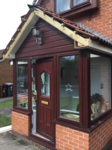 cream upvc soffit fascia brown dry verge 12